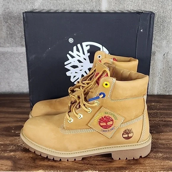 Timberland Inch Premium Waterproof Boot 'Patch Pack Wheat Juniors Size 
